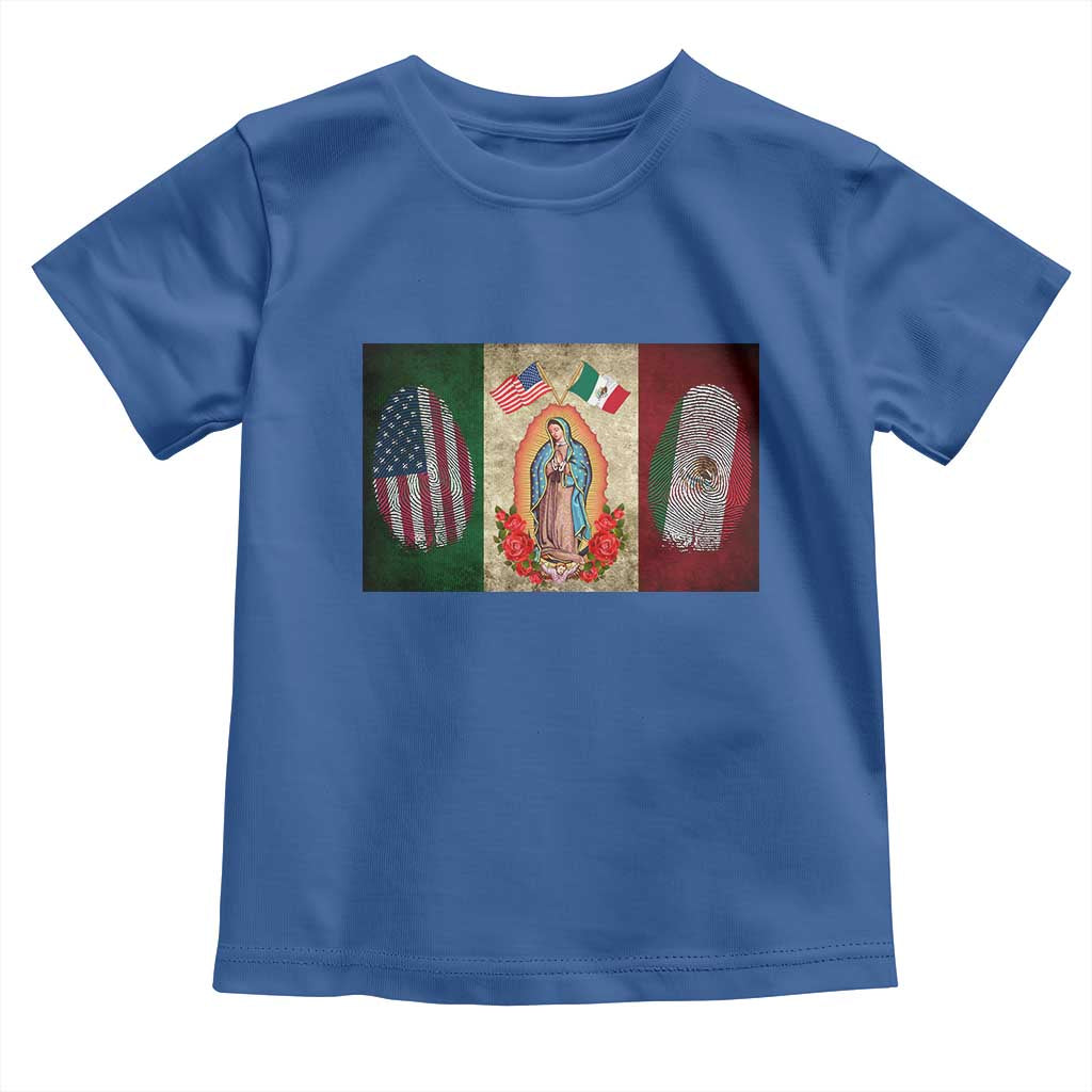 Mexico Flag Toddler T Shirt Virgin Mary Mexican American Patriotic Mexican Roots - Wonder Print Shop