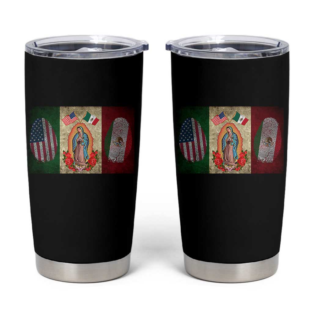 Mexico Flag Tumbler Cup Virgin Mary Mexican American Patriotic Mexican Roots - Wonder Print Shop