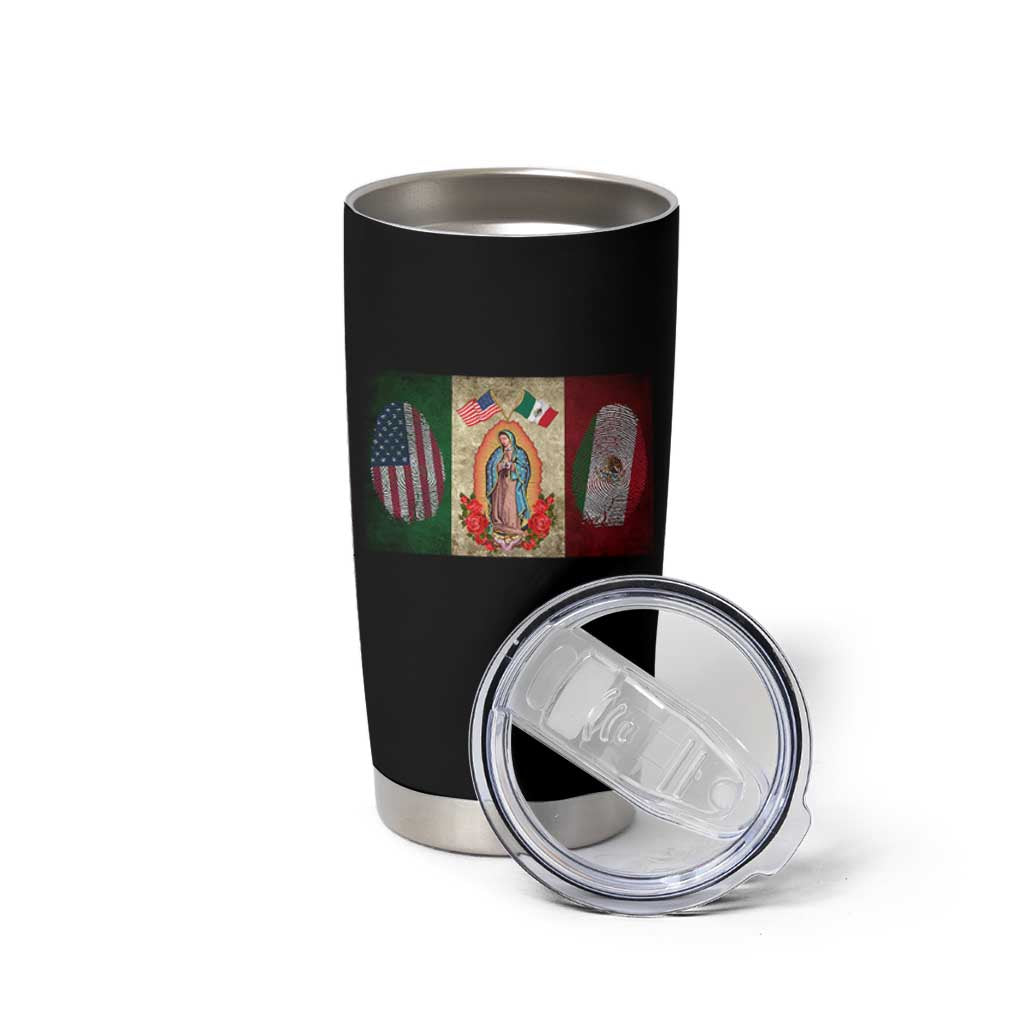 Mexico Flag Tumbler Cup Virgin Mary Mexican American Patriotic Mexican Roots - Wonder Print Shop