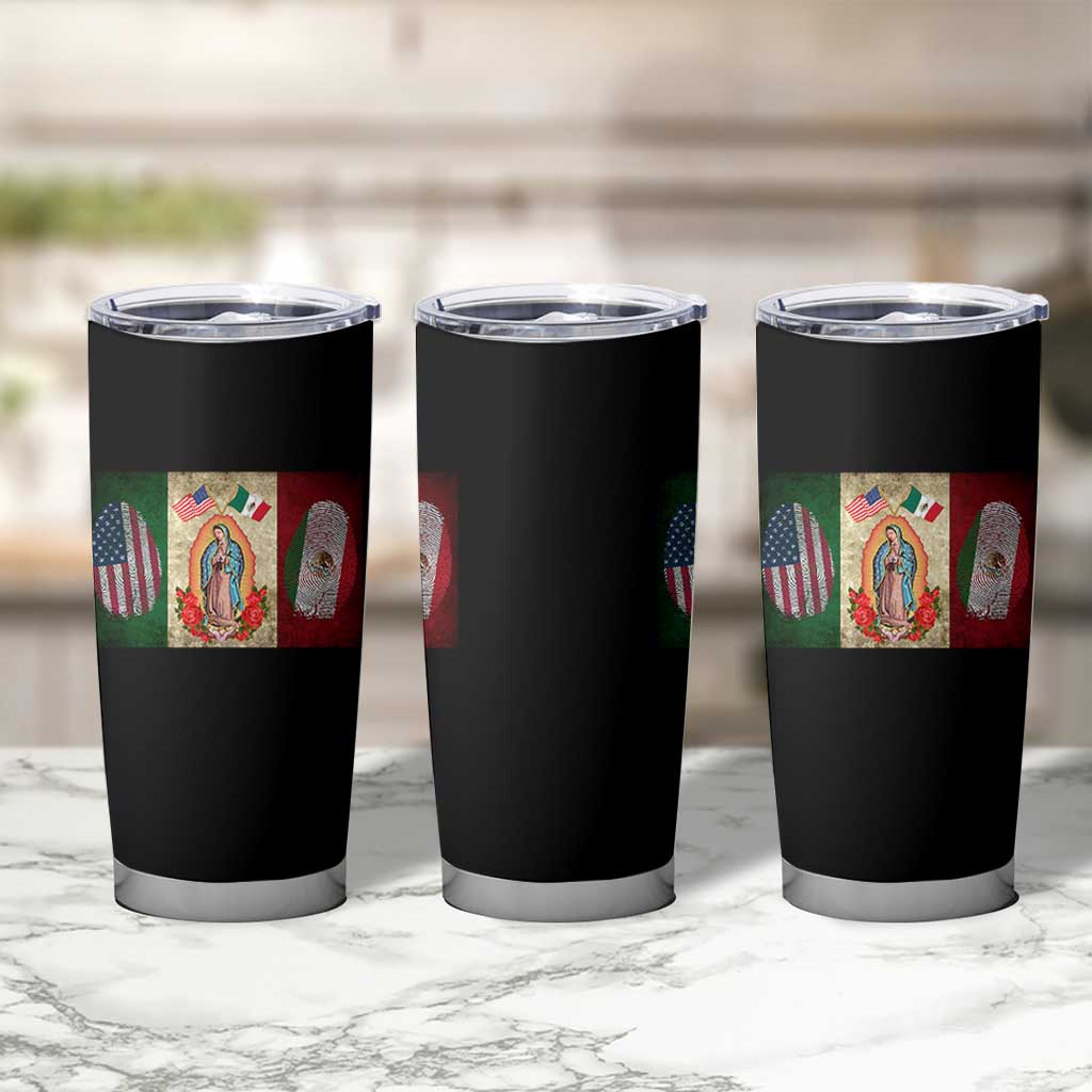 Mexico Flag Tumbler Cup Virgin Mary Mexican American Patriotic Mexican Roots - Wonder Print Shop