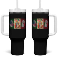 Mexico Flag Tumbler With Handle Virgin Mary Mexican American Patriotic Mexican Roots - Wonder Print Shop