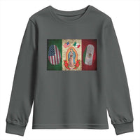 Mexico Flag Youth Sweatshirt Virgin Mary Mexican American Patriotic Mexican Roots - Wonder Print Shop