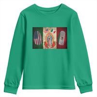 Mexico Flag Youth Sweatshirt Virgin Mary Mexican American Patriotic Mexican Roots - Wonder Print Shop