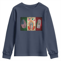 Mexico Flag Youth Sweatshirt Virgin Mary Mexican American Patriotic Mexican Roots - Wonder Print Shop