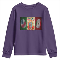 Mexico Flag Youth Sweatshirt Virgin Mary Mexican American Patriotic Mexican Roots - Wonder Print Shop