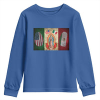 Mexico Flag Youth Sweatshirt Virgin Mary Mexican American Patriotic Mexican Roots - Wonder Print Shop