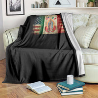 American Mexican Flag Throw Blanket Virgin Mary Mexico Heritage Mexican Roots - Wonder Print Shop