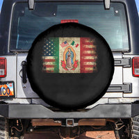 American Mexican Flag Spare Tire Cover Virgin Mary Mexico Heritage Mexican Roots - Wonder Print Shop