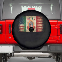 American Mexican Flag Spare Tire Cover Virgin Mary Mexico Heritage Mexican Roots - Wonder Print Shop