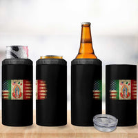 American Mexican Flag 4 in 1 Can Cooler Tumbler Virgin Mary Mexico Heritage Mexican Roots - Wonder Print Shop