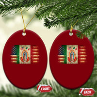 American Mexican Flag Ceramic Ornament Virgin Mary Mexico Heritage Mexican Roots - Wonder Print Shop