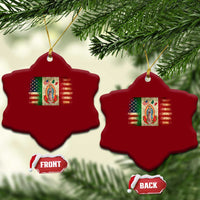 American Mexican Flag Ceramic Ornament Virgin Mary Mexico Heritage Mexican Roots - Wonder Print Shop