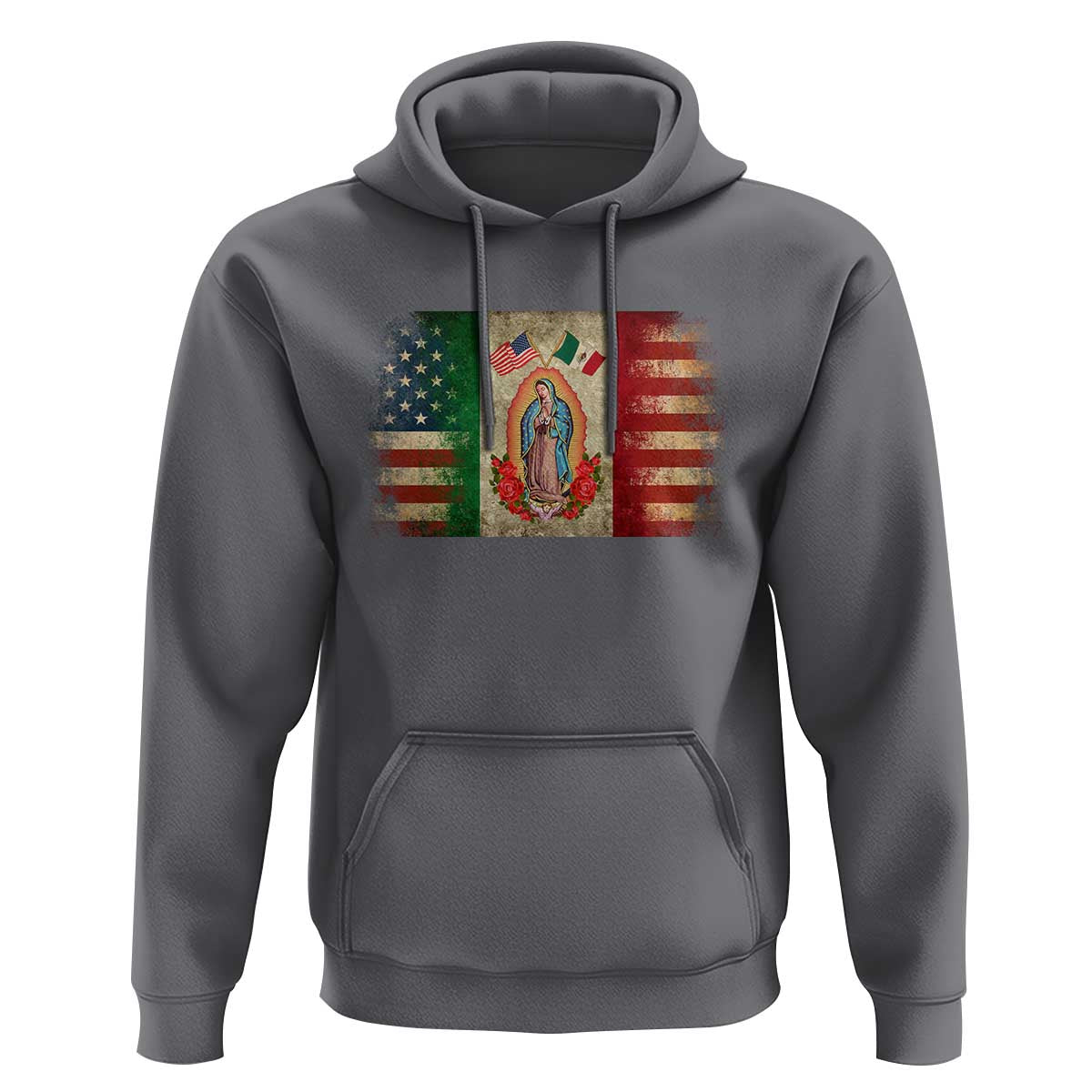 American Mexican Flag Hoodie Virgin Mary Mexico Heritage Mexican Roots - Wonder Print Shop