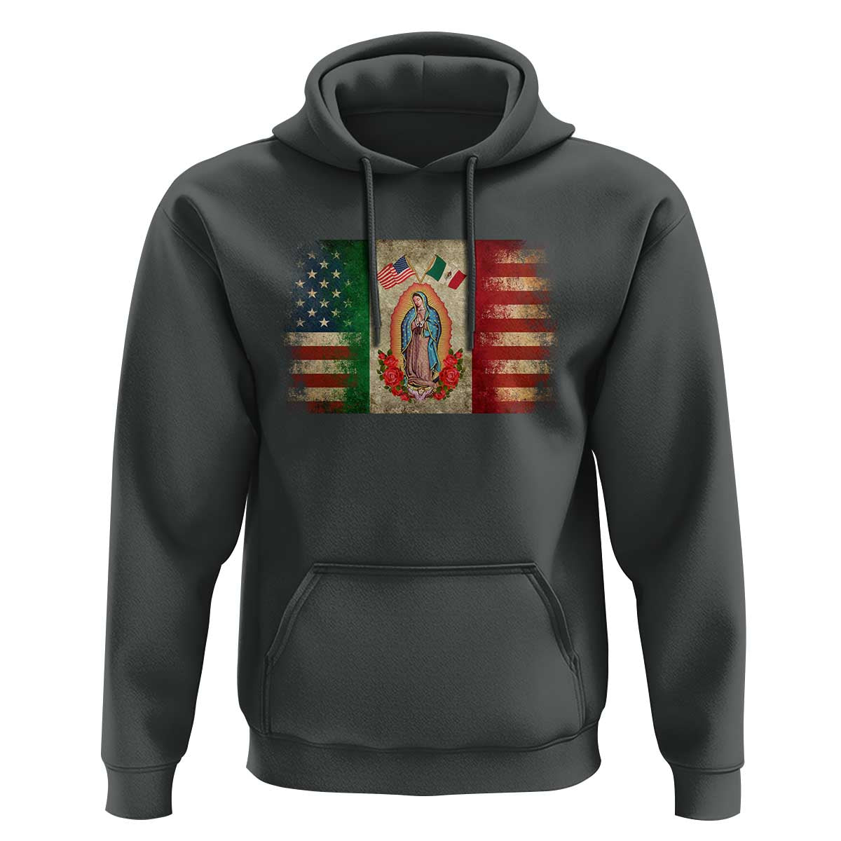 American Mexican Flag Hoodie Virgin Mary Mexico Heritage Mexican Roots - Wonder Print Shop