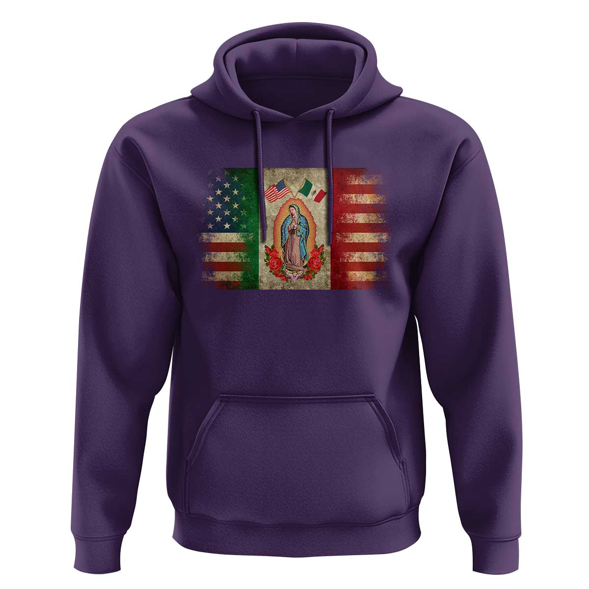 American Mexican Flag Hoodie Virgin Mary Mexico Heritage Mexican Roots - Wonder Print Shop