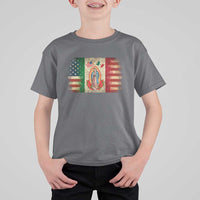 American Mexican Flag T Shirt For Kid Virgin Mary Mexico Heritage Mexican Roots - Wonder Print Shop