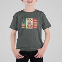 American Mexican Flag T Shirt For Kid Virgin Mary Mexico Heritage Mexican Roots - Wonder Print Shop