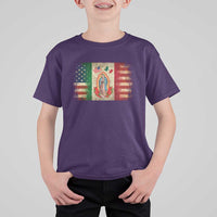 American Mexican Flag T Shirt For Kid Virgin Mary Mexico Heritage Mexican Roots - Wonder Print Shop