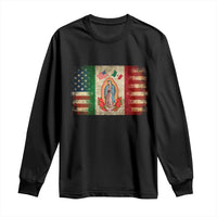American Mexican Flag Long Sleeve Shirt Virgin Mary Mexico Heritage Mexican Roots - Wonder Print Shop