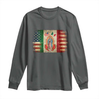 American Mexican Flag Long Sleeve Shirt Virgin Mary Mexico Heritage Mexican Roots - Wonder Print Shop