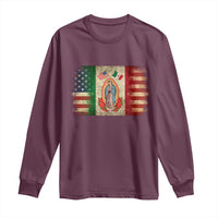American Mexican Flag Long Sleeve Shirt Virgin Mary Mexico Heritage Mexican Roots - Wonder Print Shop