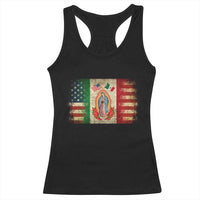 American Mexican Flag Racerback Tank Top Virgin Mary Mexico Heritage Mexican Roots - Wonder Print Shop