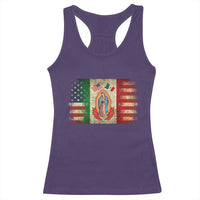 American Mexican Flag Racerback Tank Top Virgin Mary Mexico Heritage Mexican Roots - Wonder Print Shop