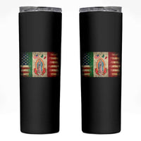 American Mexican Flag Skinny Tumbler Virgin Mary Mexico Heritage Mexican Roots - Wonder Print Shop