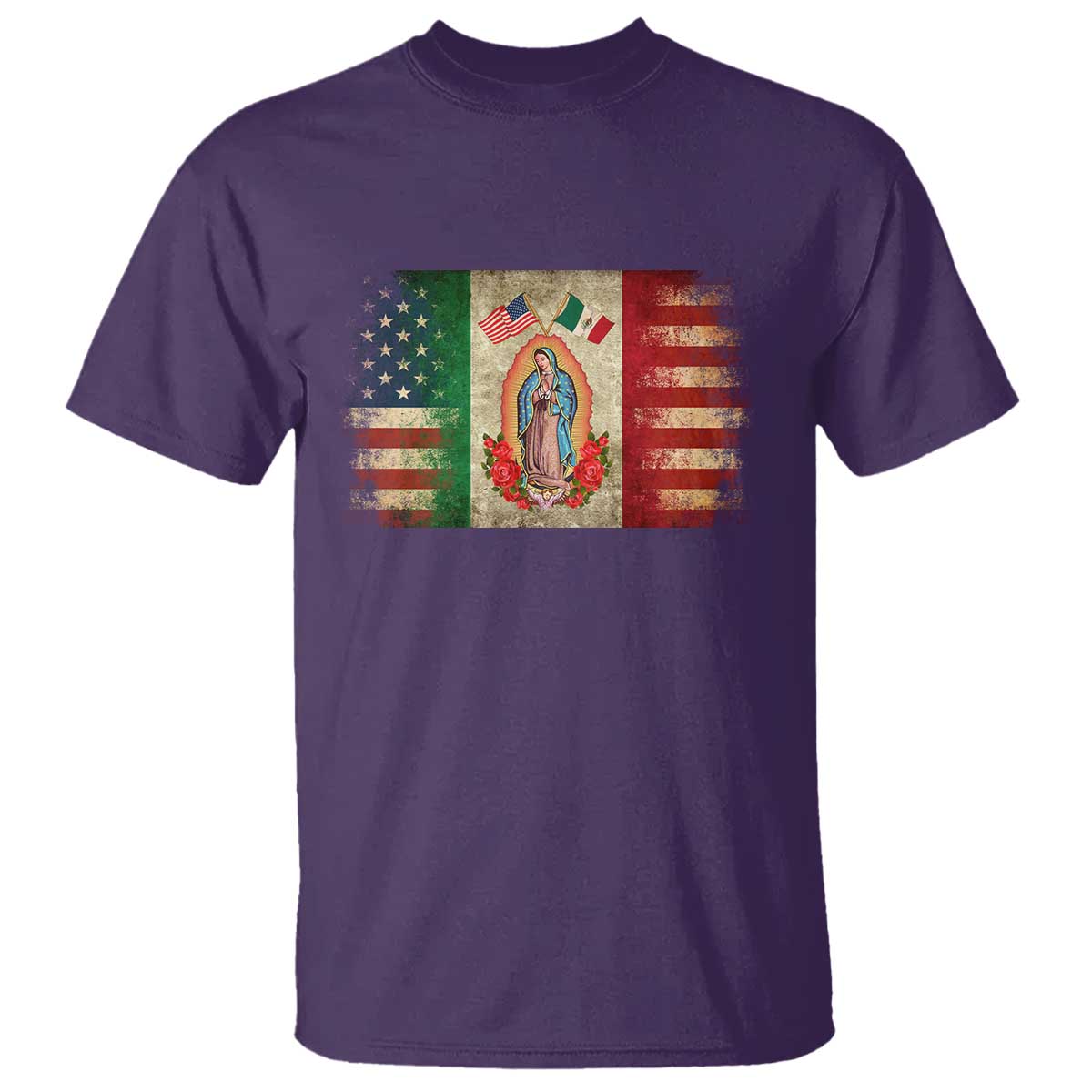 American Mexican Flag T Shirt Virgin Mary Mexico Heritage Mexican Roots - Wonder Print Shop