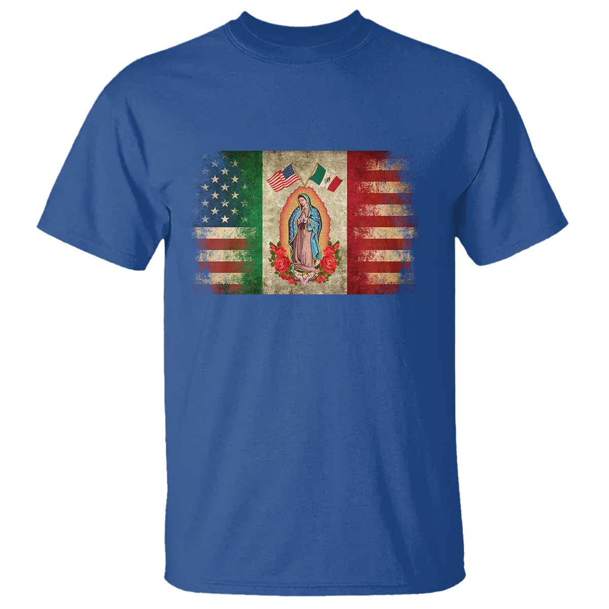 American Mexican Flag T Shirt Virgin Mary Mexico Heritage Mexican Roots - Wonder Print Shop