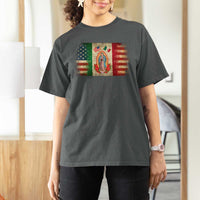 American Mexican Flag T Shirt For Women Virgin Mary Mexico Heritage Mexican Roots - Wonder Print Shop