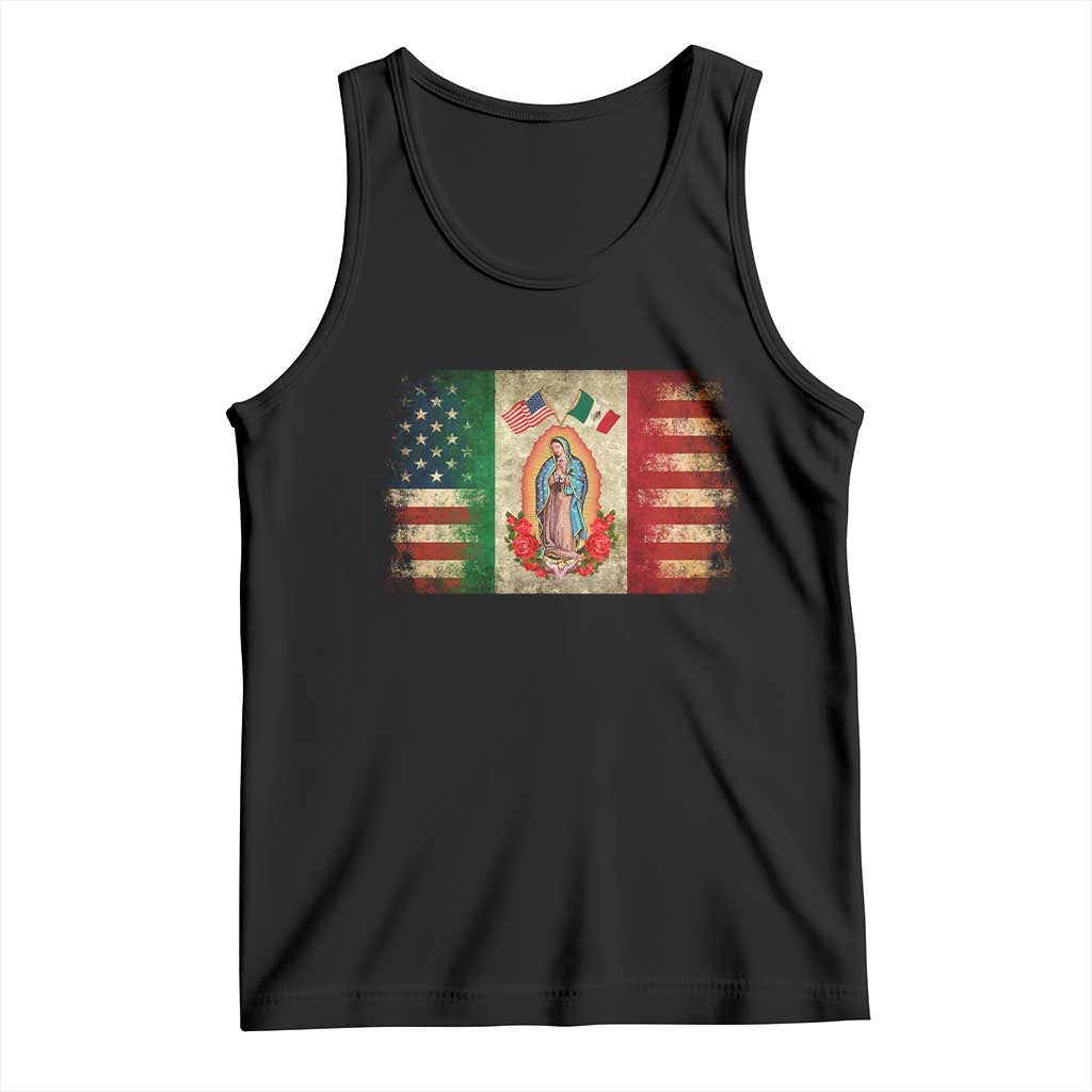 American Mexican Flag Tank Top Virgin Mary Mexico Heritage Mexican Roots - Wonder Print Shop