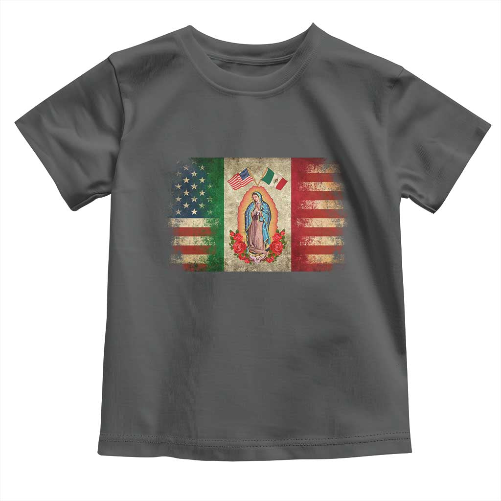American Mexican Flag Toddler T Shirt Virgin Mary Mexico Heritage Mexican Roots - Wonder Print Shop