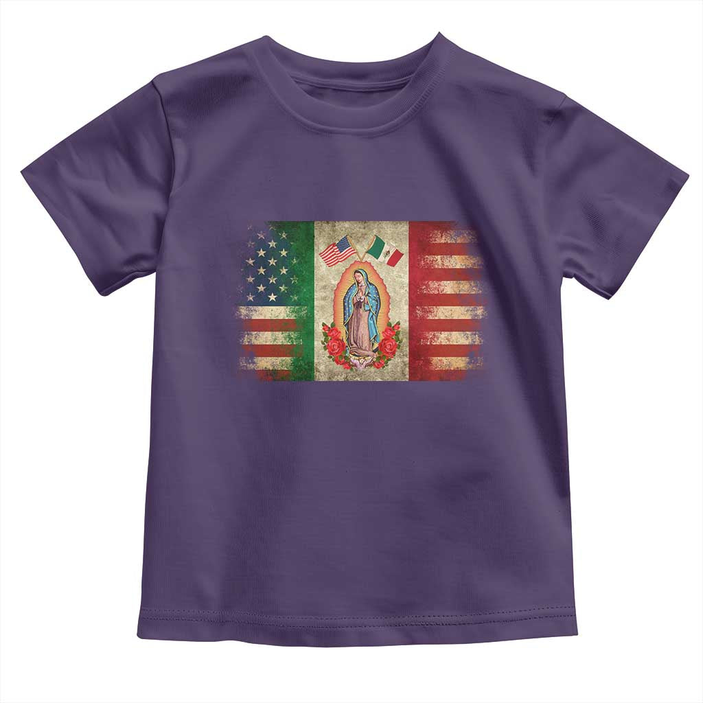 American Mexican Flag Toddler T Shirt Virgin Mary Mexico Heritage Mexican Roots - Wonder Print Shop
