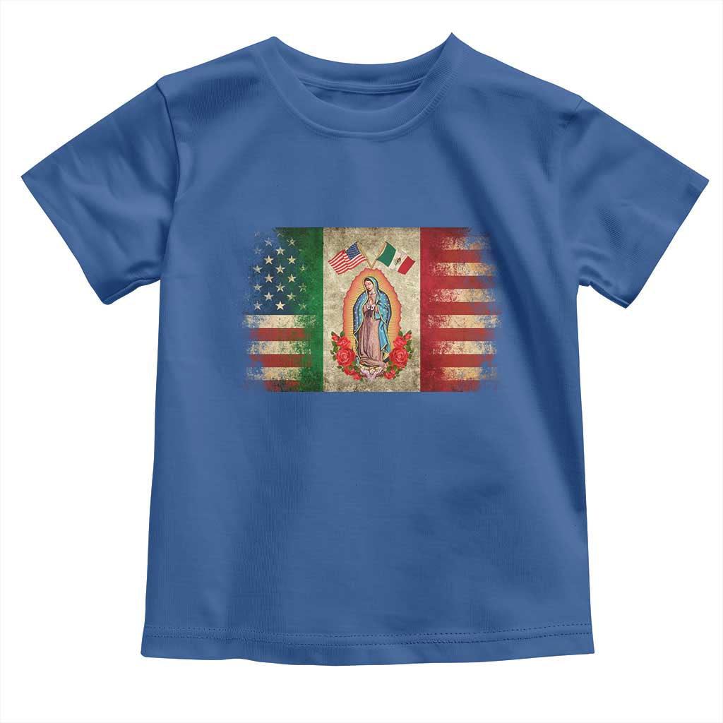 American Mexican Flag Toddler T Shirt Virgin Mary Mexico Heritage Mexican Roots - Wonder Print Shop