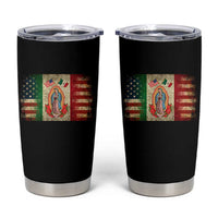 American Mexican Flag Tumbler Cup Virgin Mary Mexico Heritage Mexican Roots - Wonder Print Shop