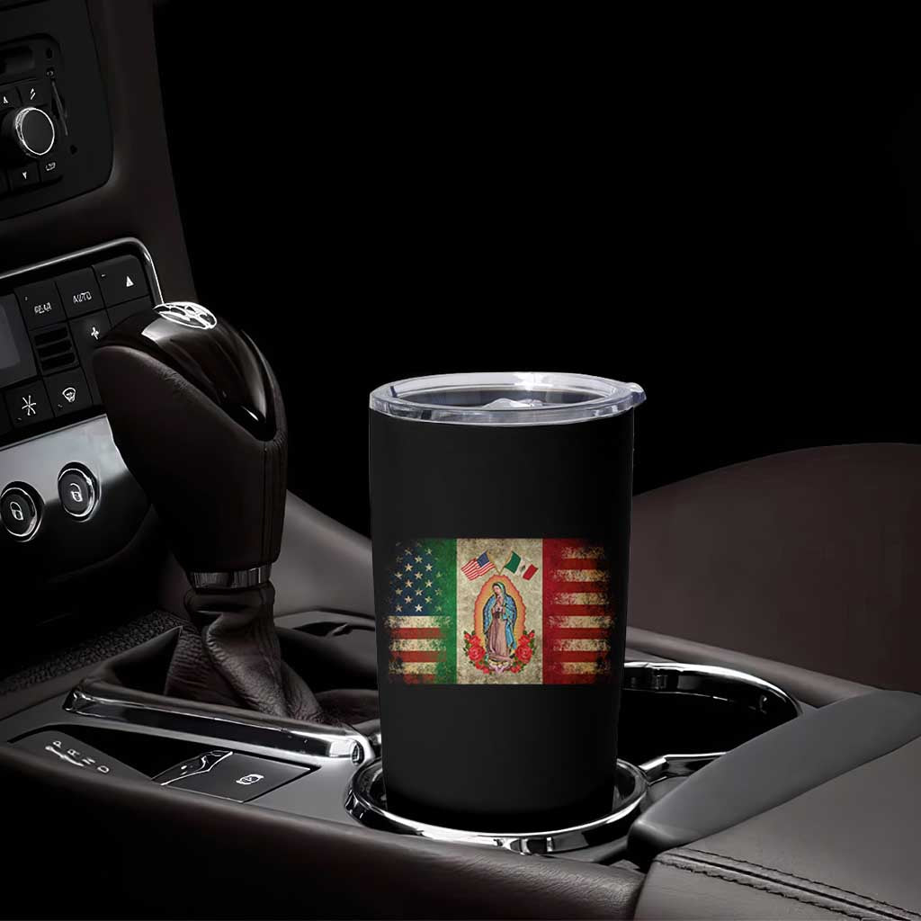 American Mexican Flag Tumbler Cup Virgin Mary Mexico Heritage Mexican Roots - Wonder Print Shop