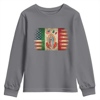 American Mexican Flag Youth Sweatshirt Virgin Mary Mexico Heritage Mexican Roots - Wonder Print Shop
