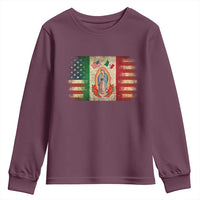 American Mexican Flag Youth Sweatshirt Virgin Mary Mexico Heritage Mexican Roots - Wonder Print Shop