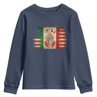 American Mexican Flag Youth Sweatshirt Virgin Mary Mexico Heritage Mexican Roots - Wonder Print Shop