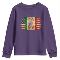 American Mexican Flag Youth Sweatshirt Virgin Mary Mexico Heritage Mexican Roots - Wonder Print Shop