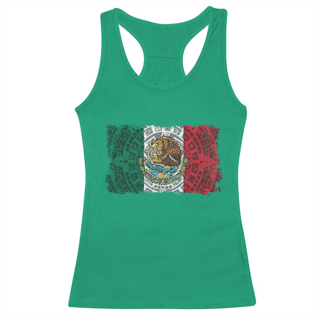 Eagle Mexican Flag Racerback Tank Top Aztecs Mexico Heritage Roots - Wonder Print Shop