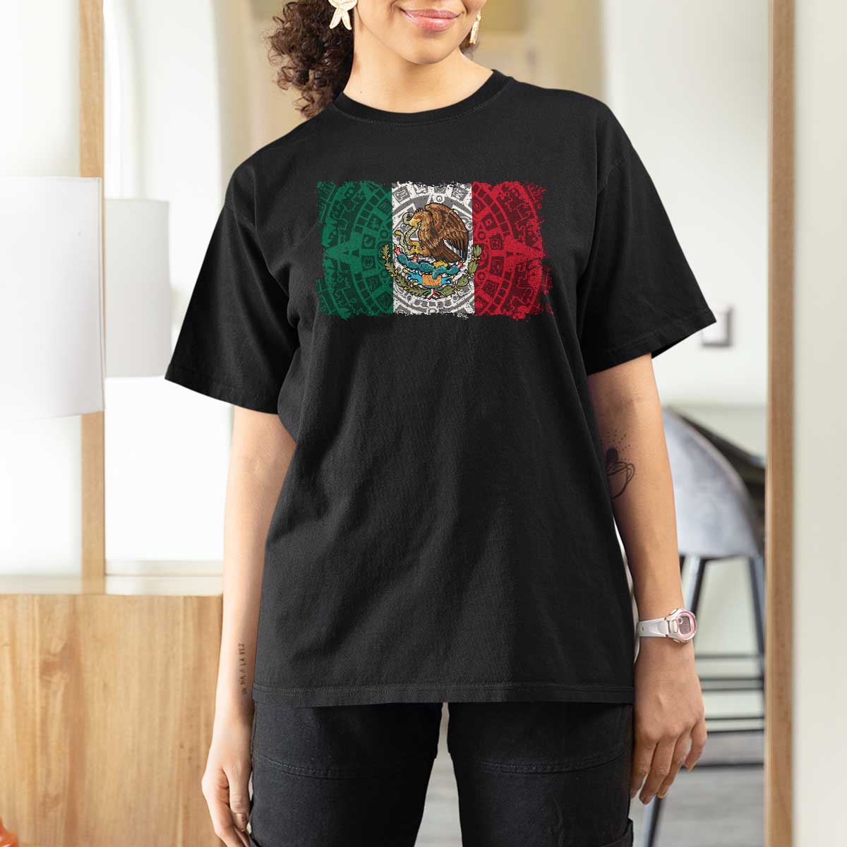 Eagle Mexican Flag T Shirt For Women Aztecs Mexico Heritage Roots - Wonder Print Shop