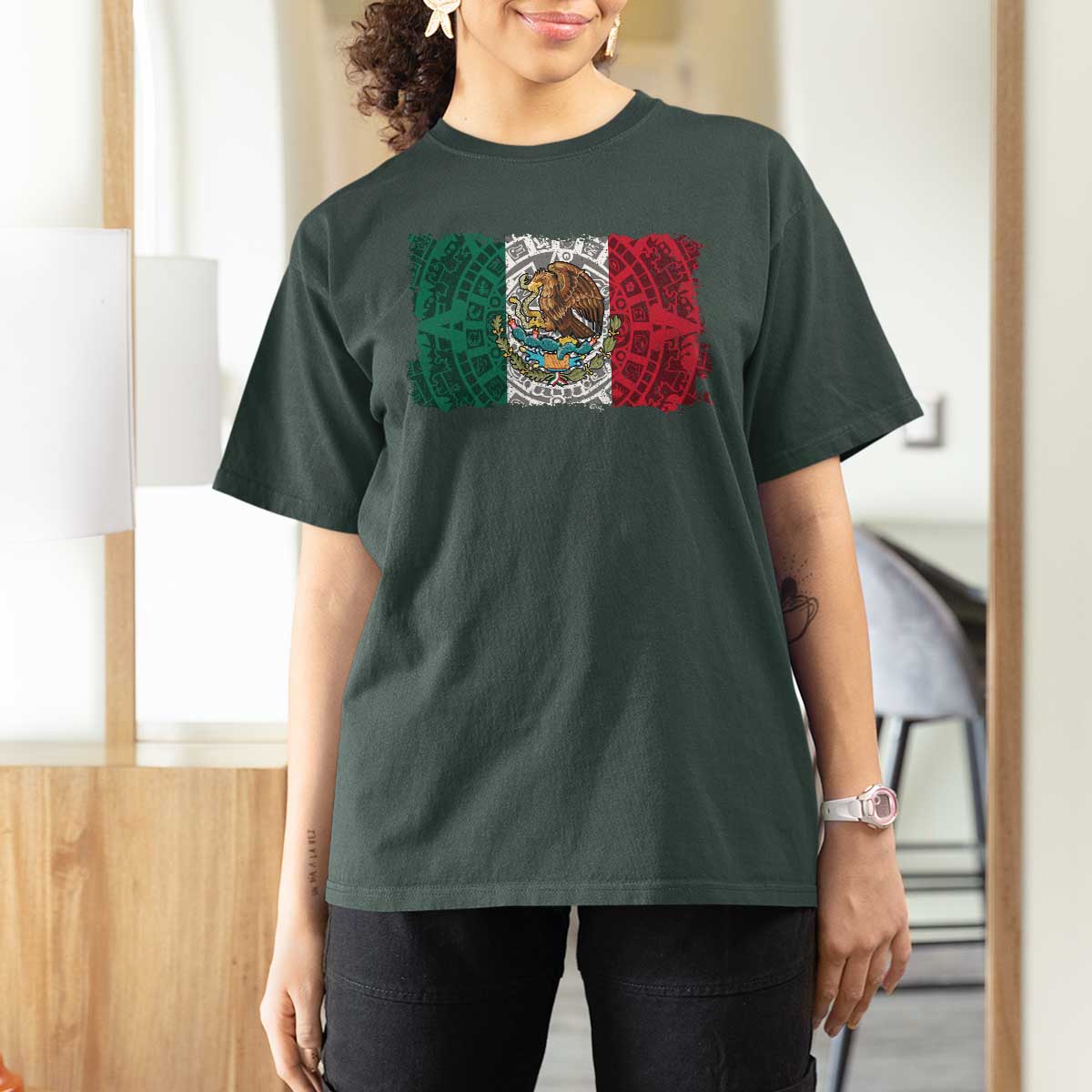 Eagle Mexican Flag T Shirt For Women Aztecs Mexico Heritage Roots - Wonder Print Shop