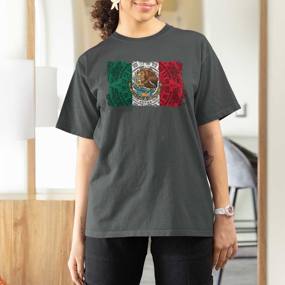 Eagle Mexican Flag T Shirt For Women Aztecs Mexico Heritage Roots - Wonder Print Shop