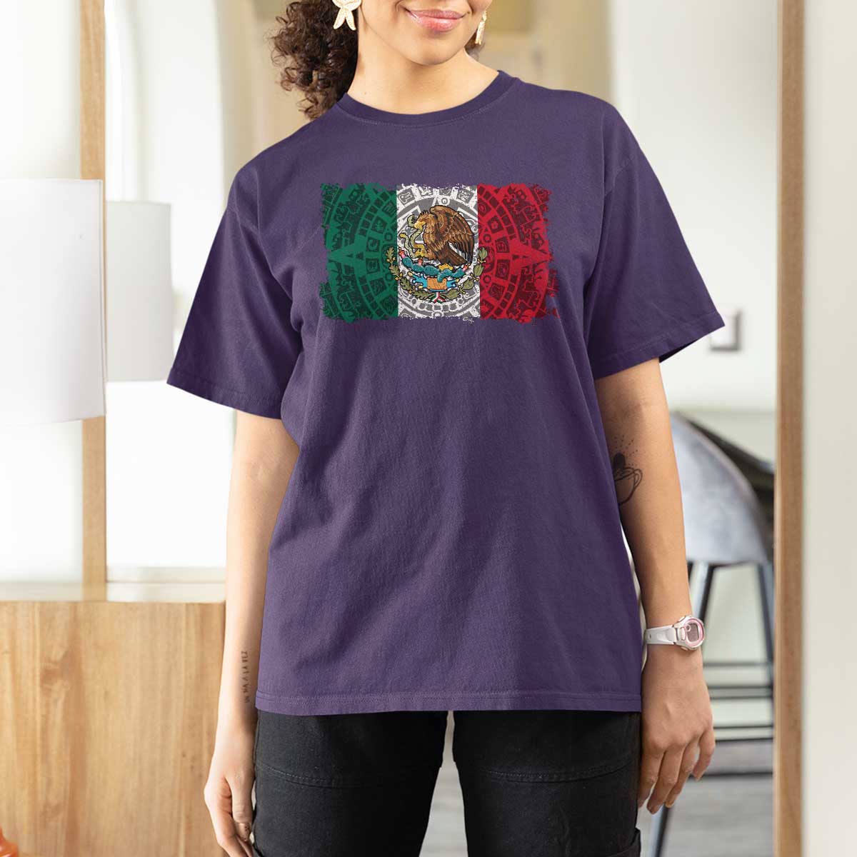 Eagle Mexican Flag T Shirt For Women Aztecs Mexico Heritage Roots - Wonder Print Shop
