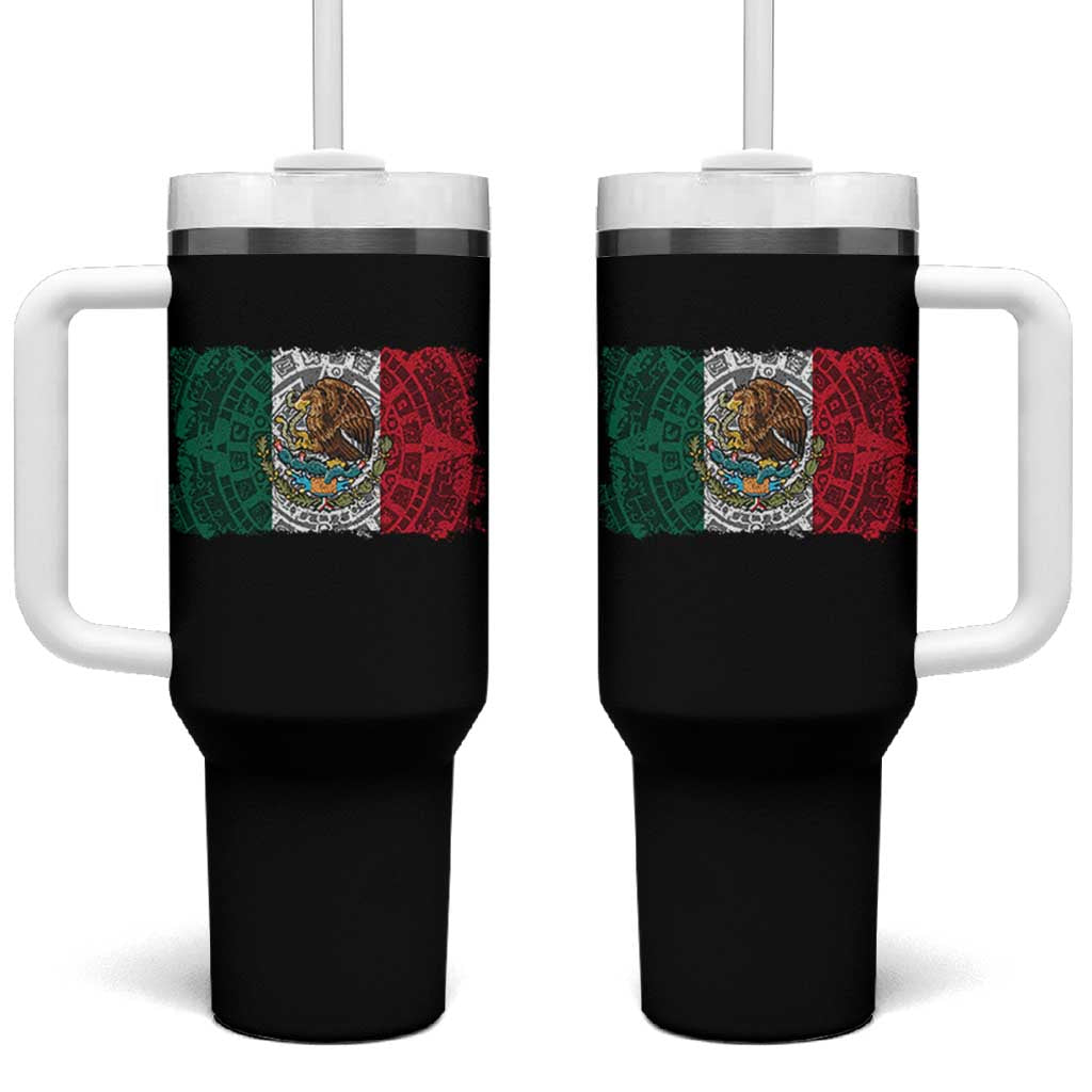Eagle Mexican Flag Tumbler With Handle Aztecs Mexico Heritage Roots - Wonder Print Shop