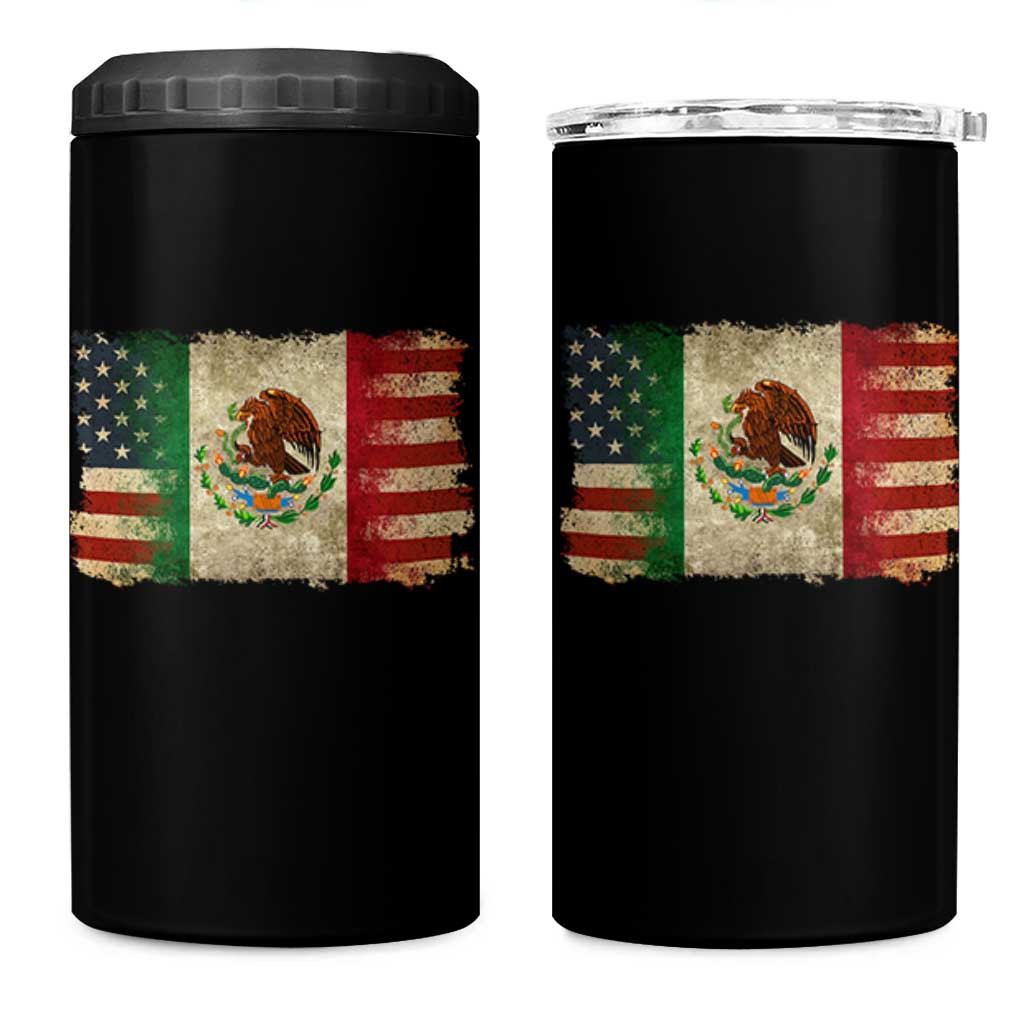 American Mexican Flag 4 in 1 Can Cooler Tumbler Mexico Heritage Mexican Roots - Wonder Print Shop