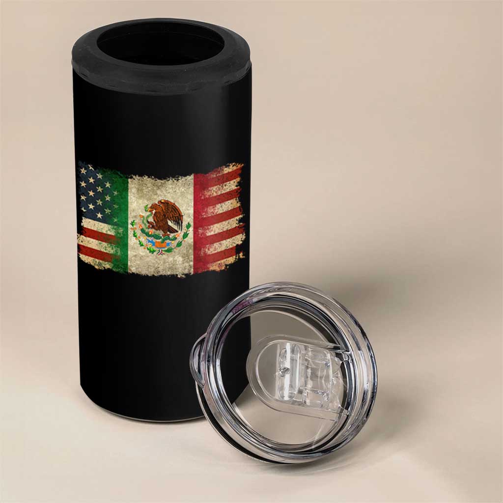 American Mexican Flag 4 in 1 Can Cooler Tumbler Mexico Heritage Mexican Roots - Wonder Print Shop