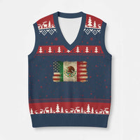 American Mexican Flag V-Neck Knit Sweater Vest Mexico Heritage Mexican Roots - Wonder Print Shop